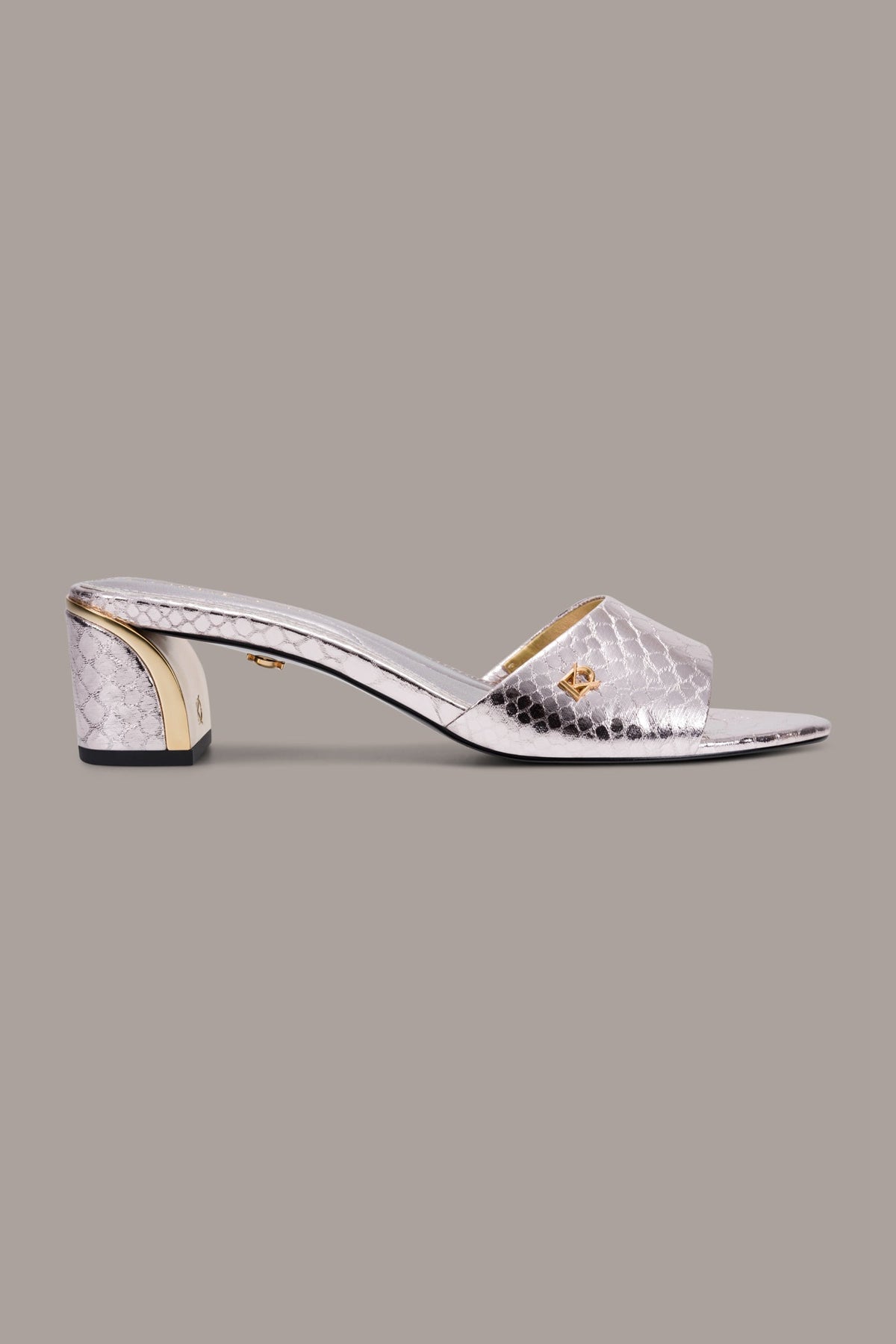 SANGRIA METALLIC SNAKE-PRINT MULE SANDAL - Pink Sand
