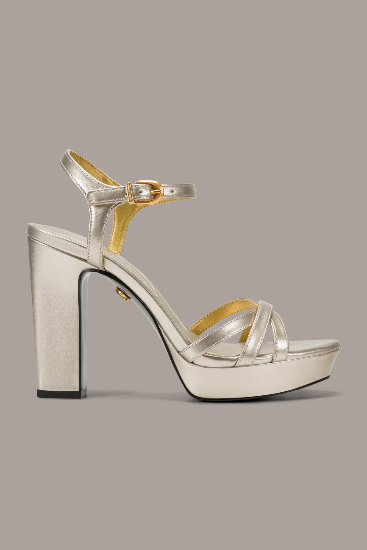 SPENCER METALLIC PLATFORM SANDAL - White Gold