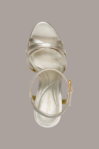 SPENCER METALLIC PLATFORM SANDAL - White Gold