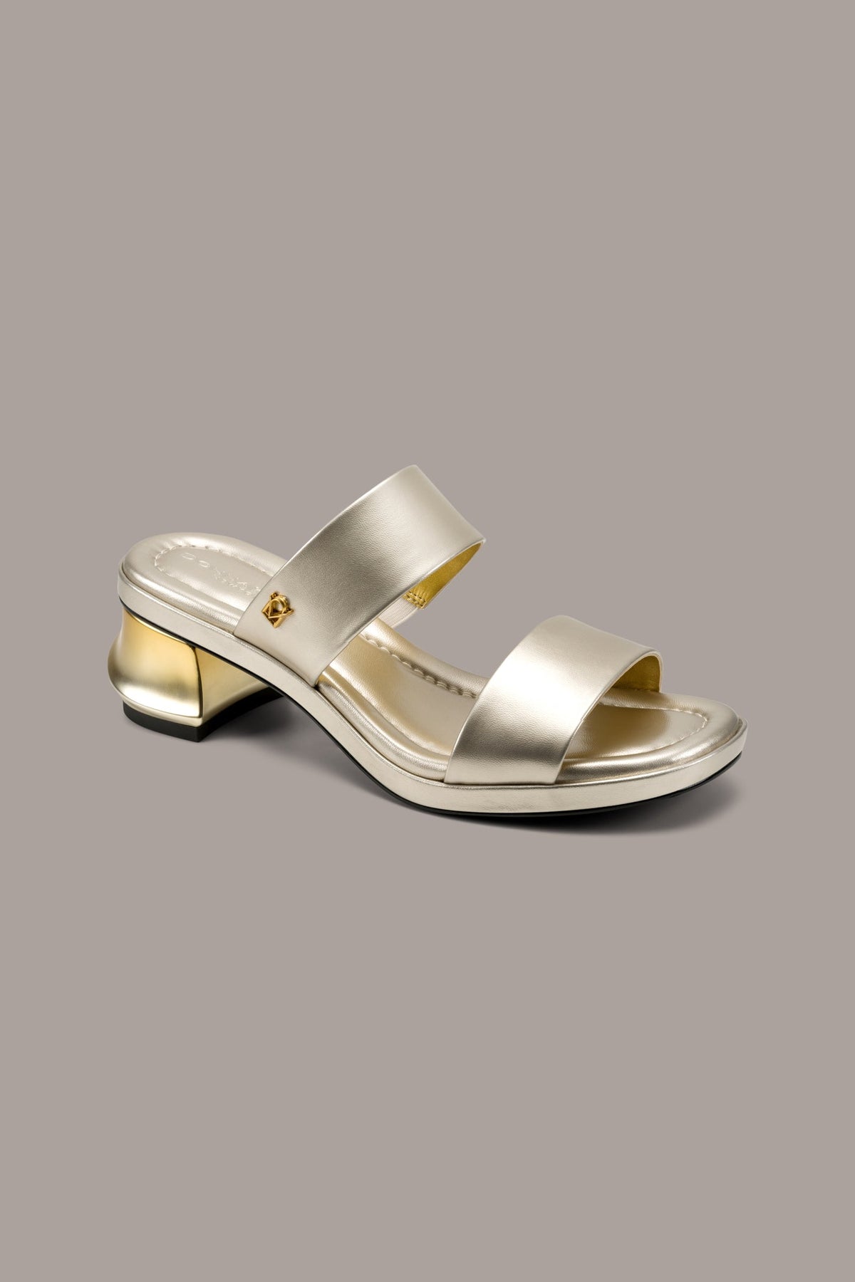 TEAGAN METALLIC MULE SANDAL - White Gold