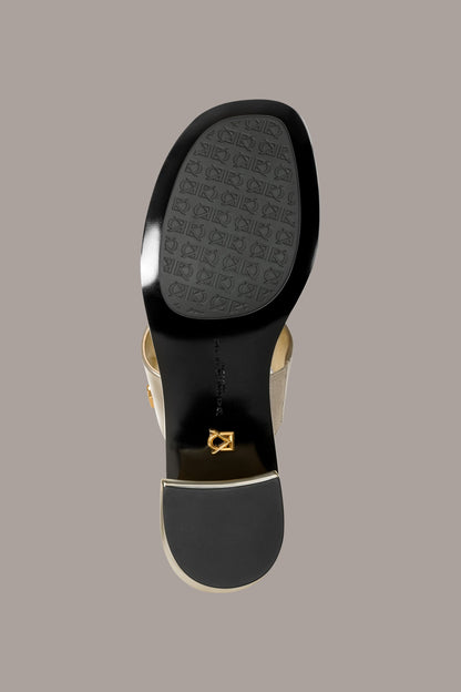 TEAGAN METALLIC MULE SANDAL - White Gold