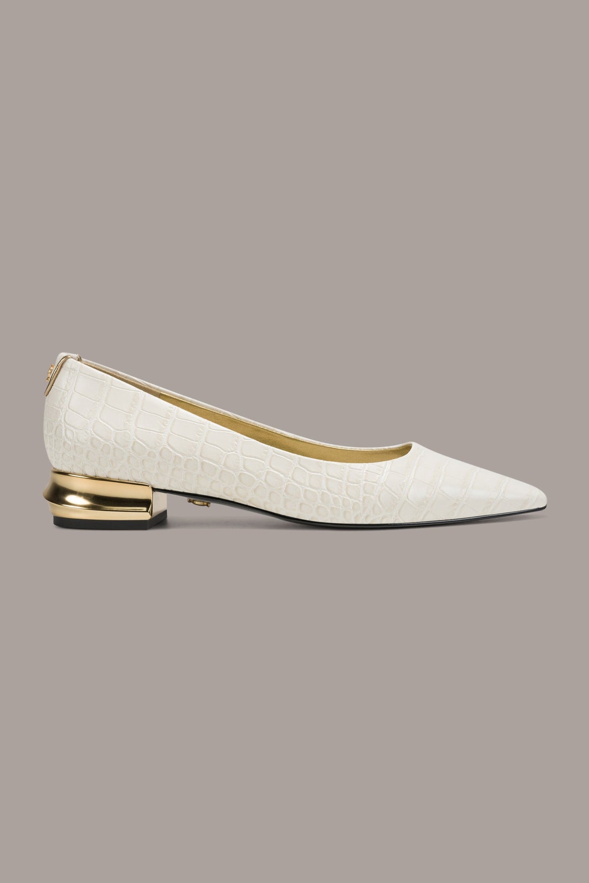 SAVITA CROC-EFFECT FLAT - Ivory