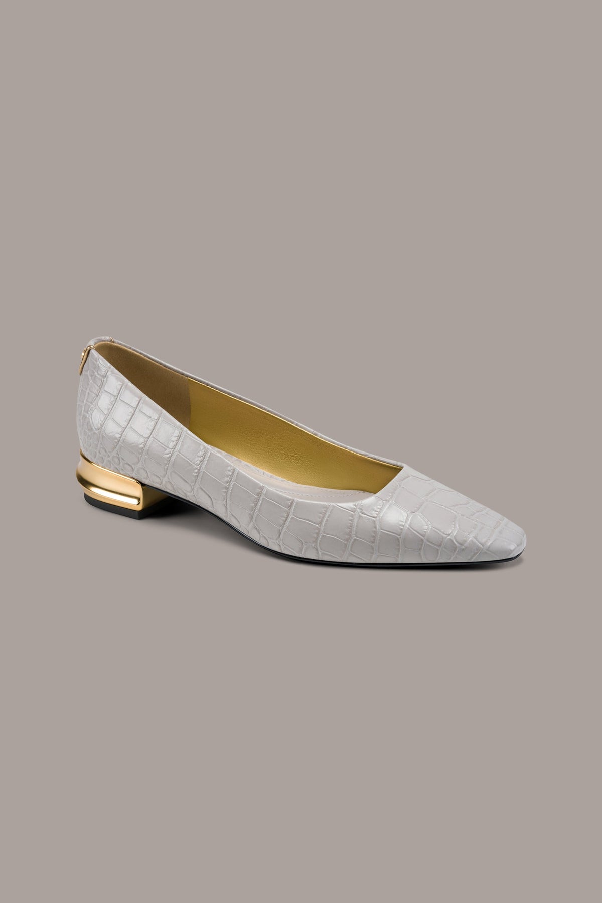 SAVITA CROC-EFFECT FLAT - Vapor Grey