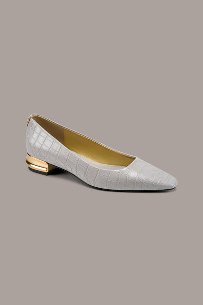 SAVITA CROC-EFFECT FLAT - Vapor Grey