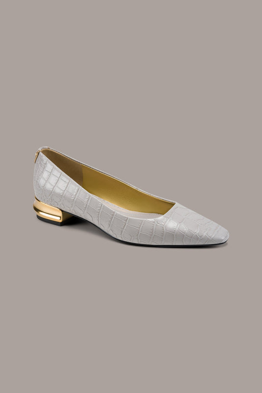 SAVITA CROC-EFFECT FLAT - Vapor Grey