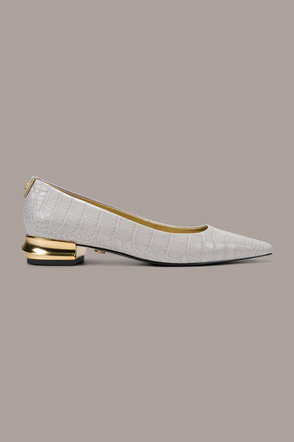 SAVITA CROC-EFFECT FLAT - Vapor Grey