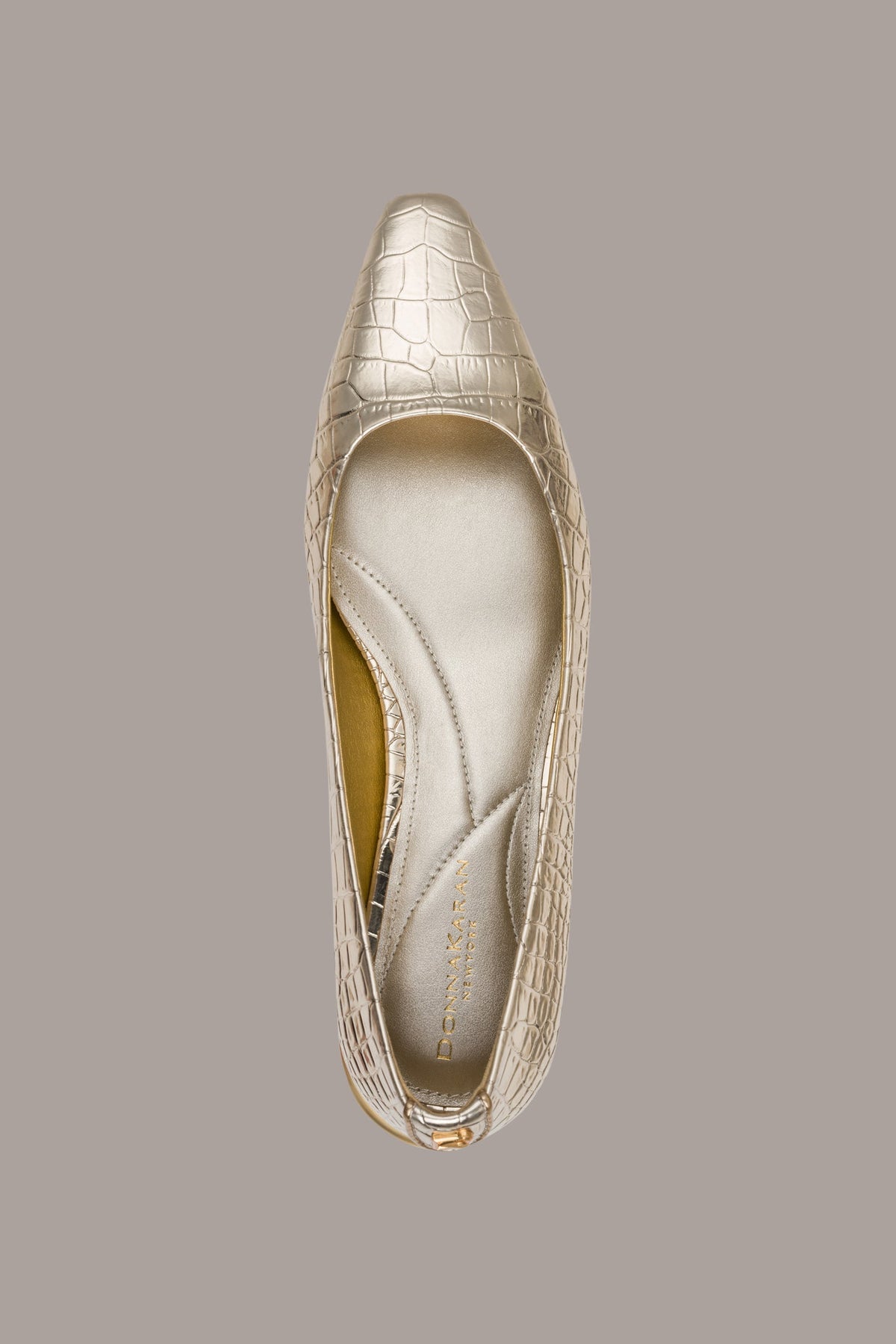 SAVITA METALLIC CROC-EFFECT FLAT - Champagne