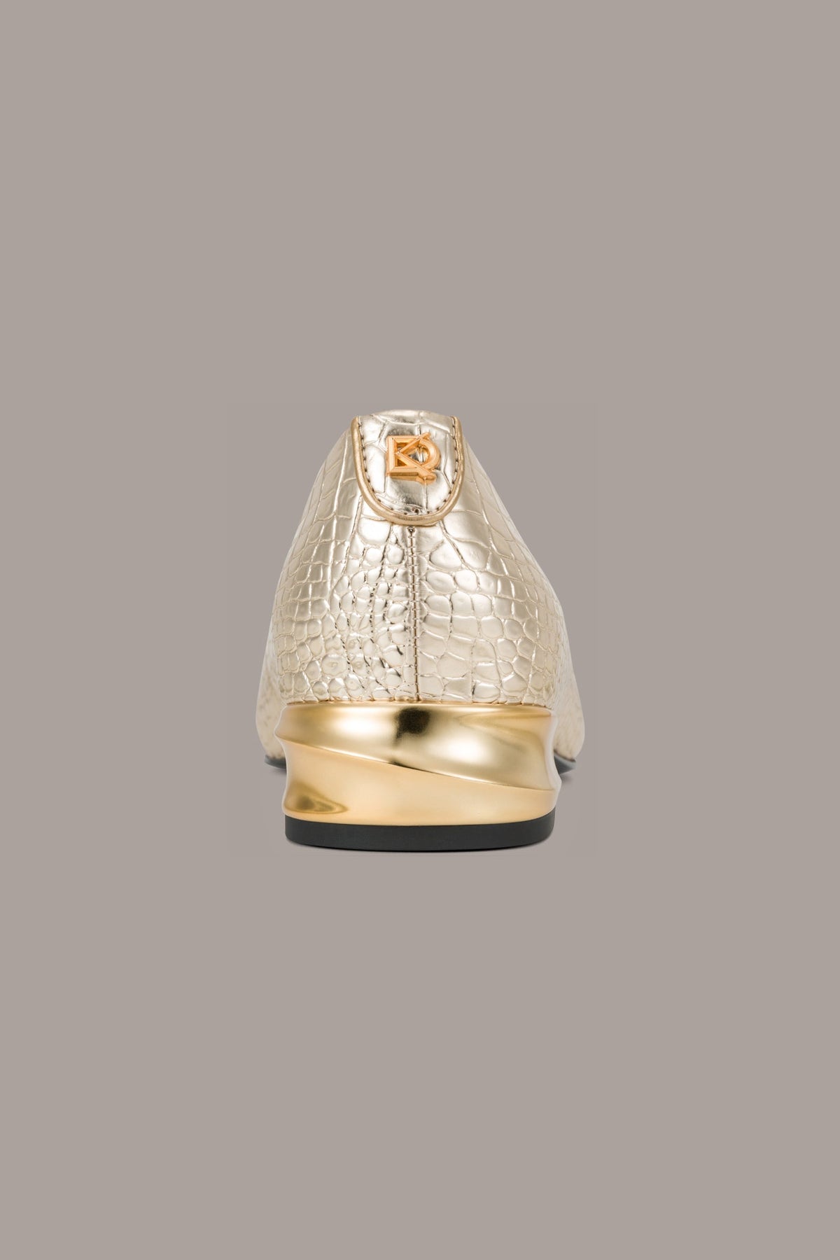SAVITA METALLIC CROC-EFFECT FLAT - Champagne