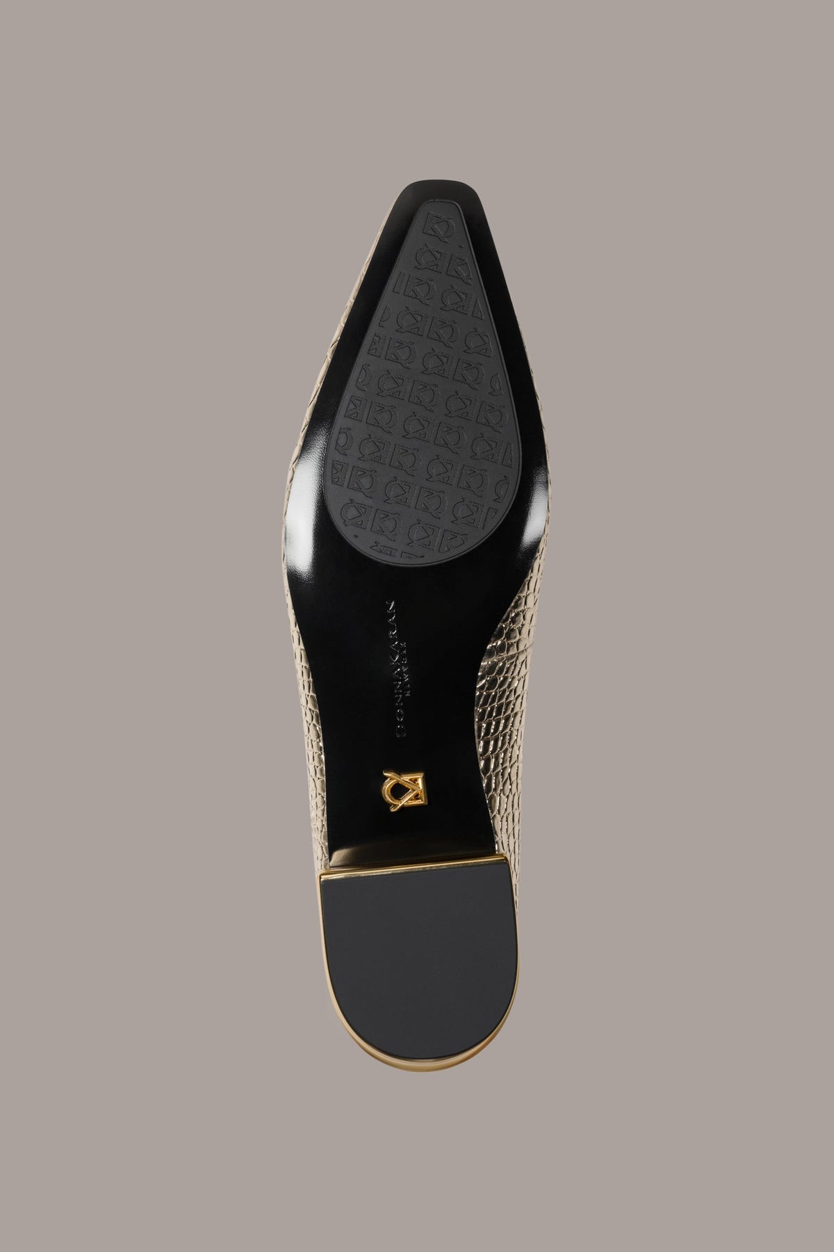 SAVITA METALLIC CROC-EFFECT FLAT - Champagne