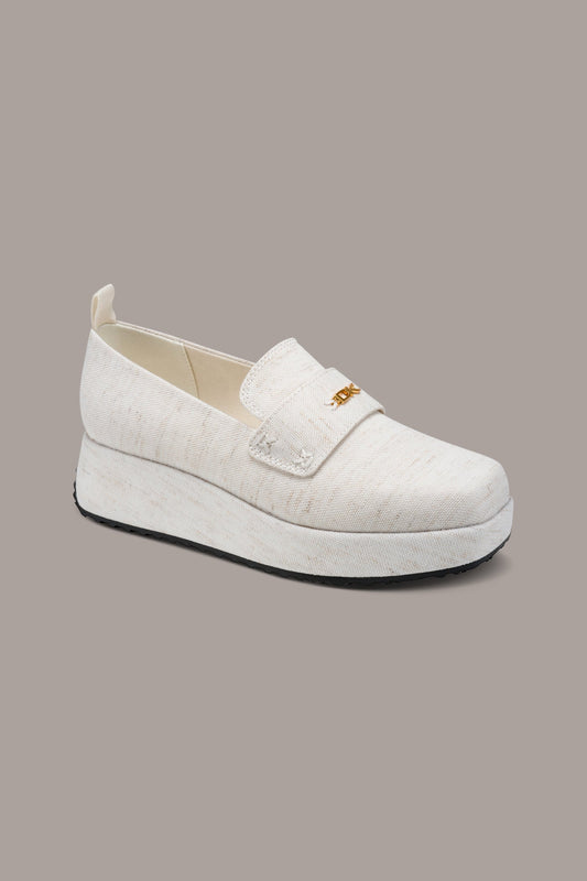 SABLE CANVAS WEDGE LOAFER - Ivory
