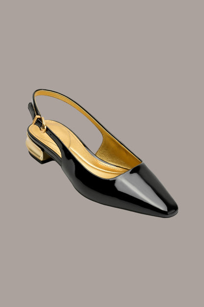 SAVITA POINTED SLINGBACK FLAT - Black