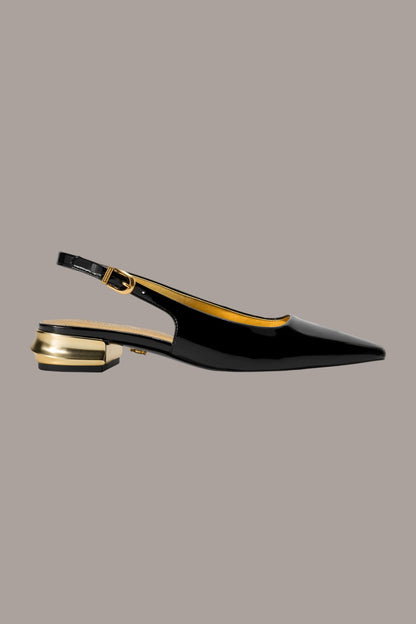 SAVITA POINTED SLINGBACK FLAT - Black