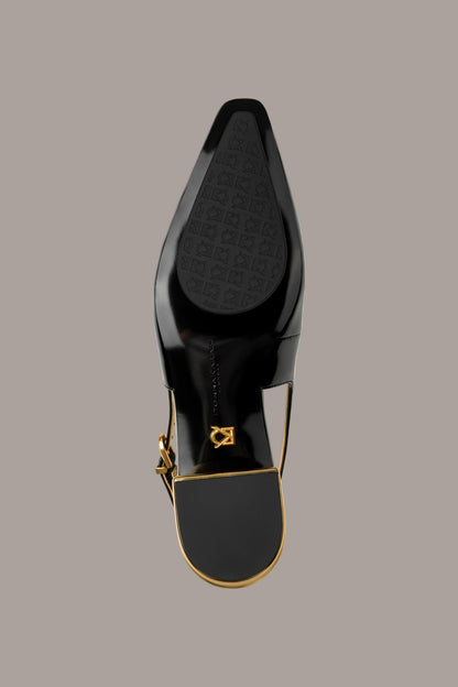 SAVITA POINTED SLINGBACK FLAT - Black
