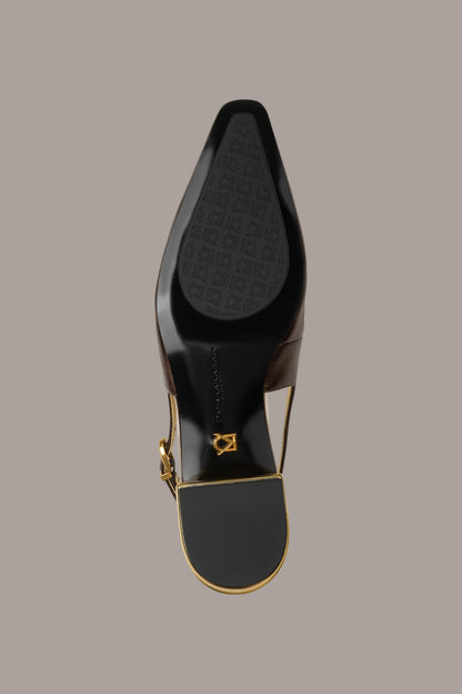 SAVITA POINTED SLINGBACK FLAT - Dark Copper
