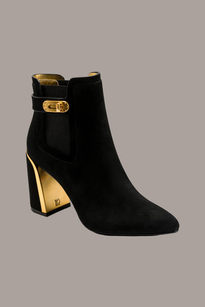 RAINE SUEDE GOLD-TRIMMED CHELSEA BOOTIE - Black
