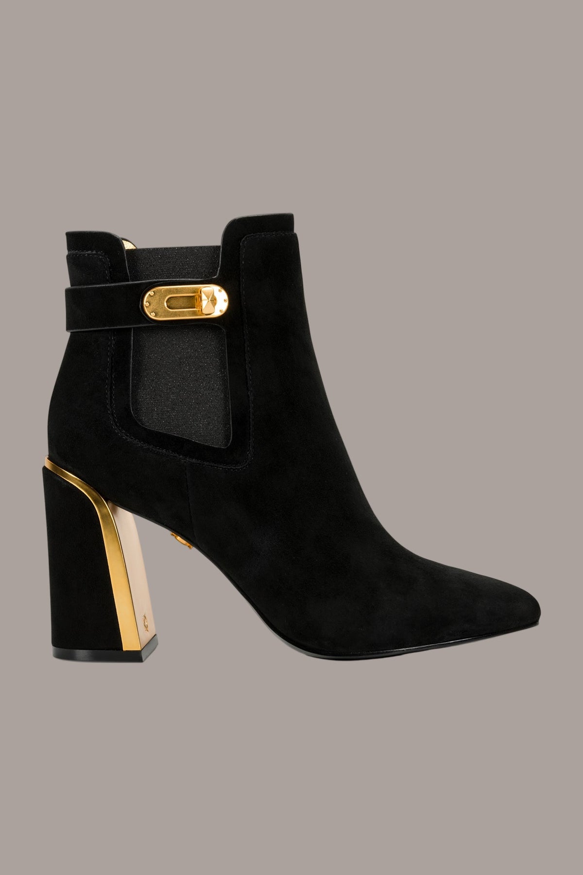 RAINE SUEDE GOLD-TRIMMED CHELSEA BOOTIE - Black