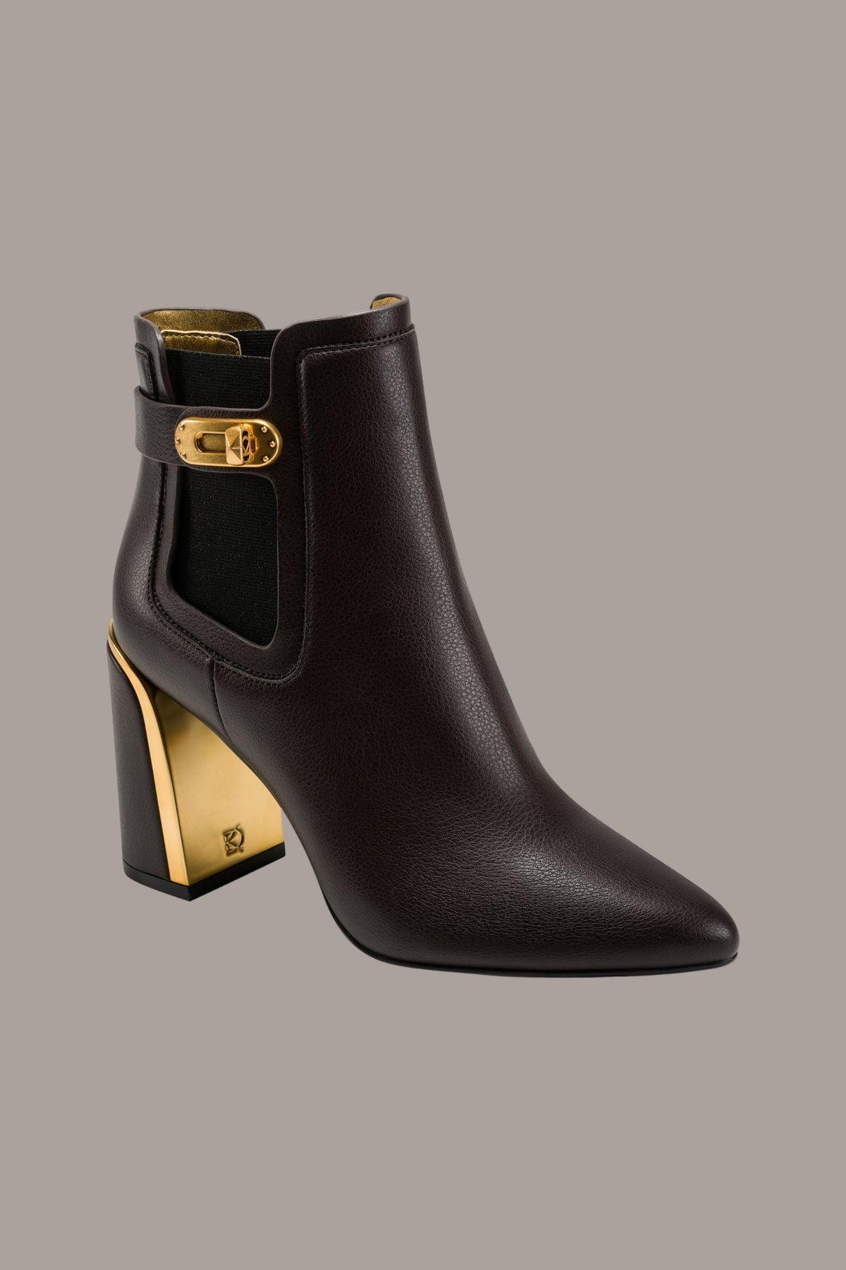 RAINE GOLD-TRIMMED CHELSEA BOOTIE - CHOCOLATE