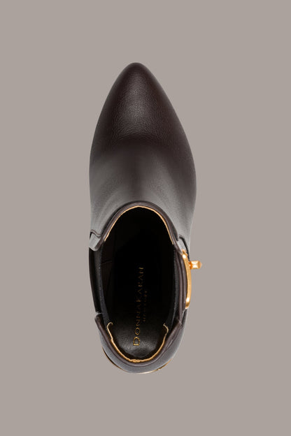RAINE GOLD-TRIMMED CHELSEA BOOTIE - CHOCOLATE