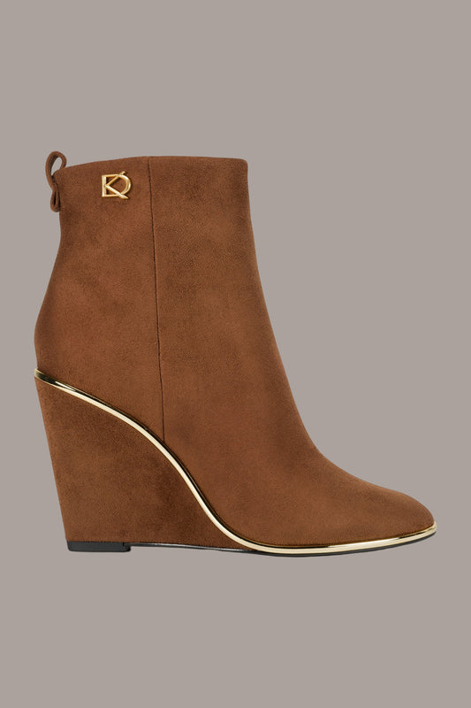 DONNA WEDGE BOOTIE - COGNAC