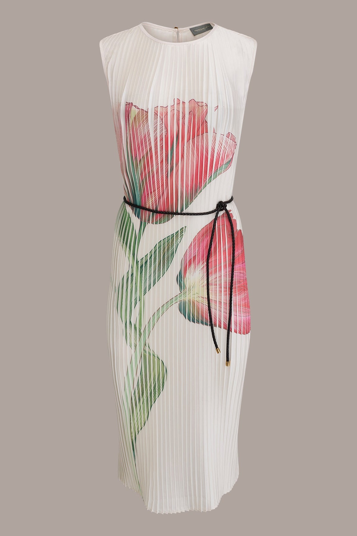 FLORAL PLEATED MIDI A-LINE DRESS - Geranium Multi