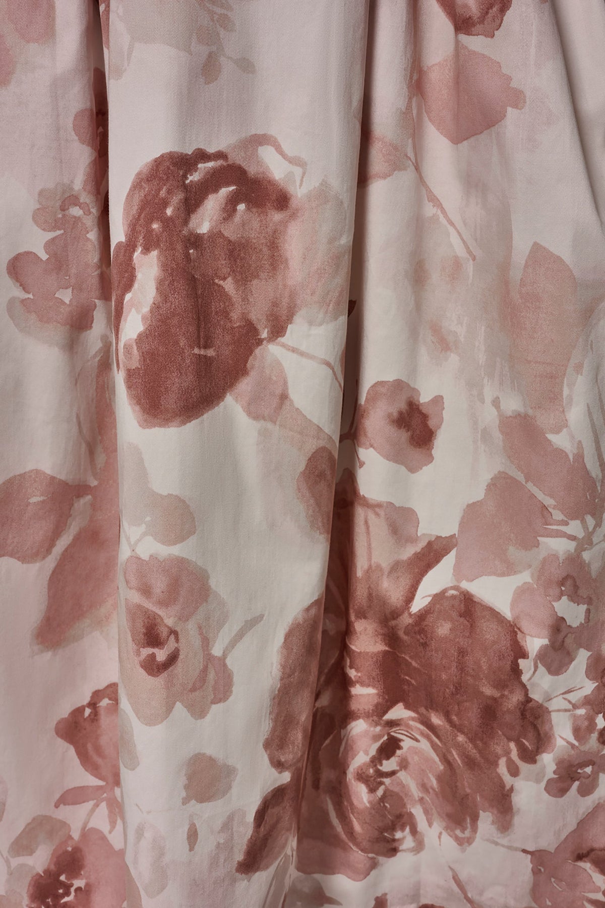 COTTON-SATEEN FLORAL MIDI A-LINE DRESS - Snow Petal Multi