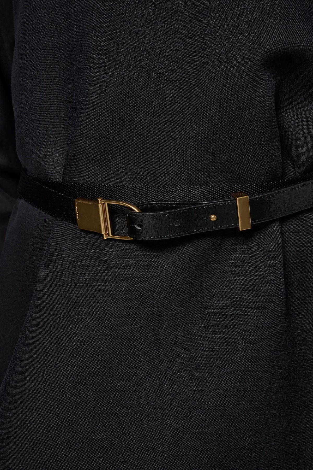 LINEN-BLEND SHIRT DRESS - Black