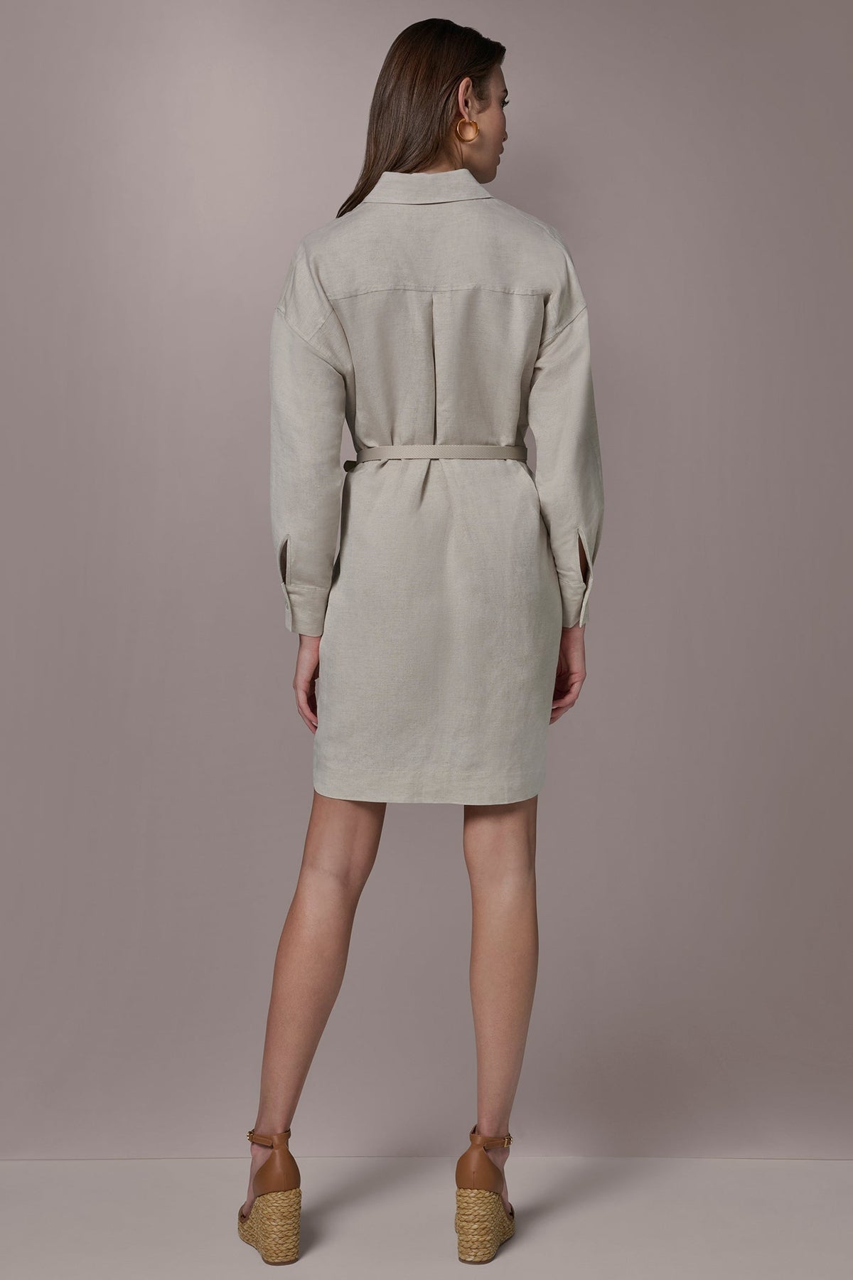 LINEN-BLEND SHIRT DRESS - Natural