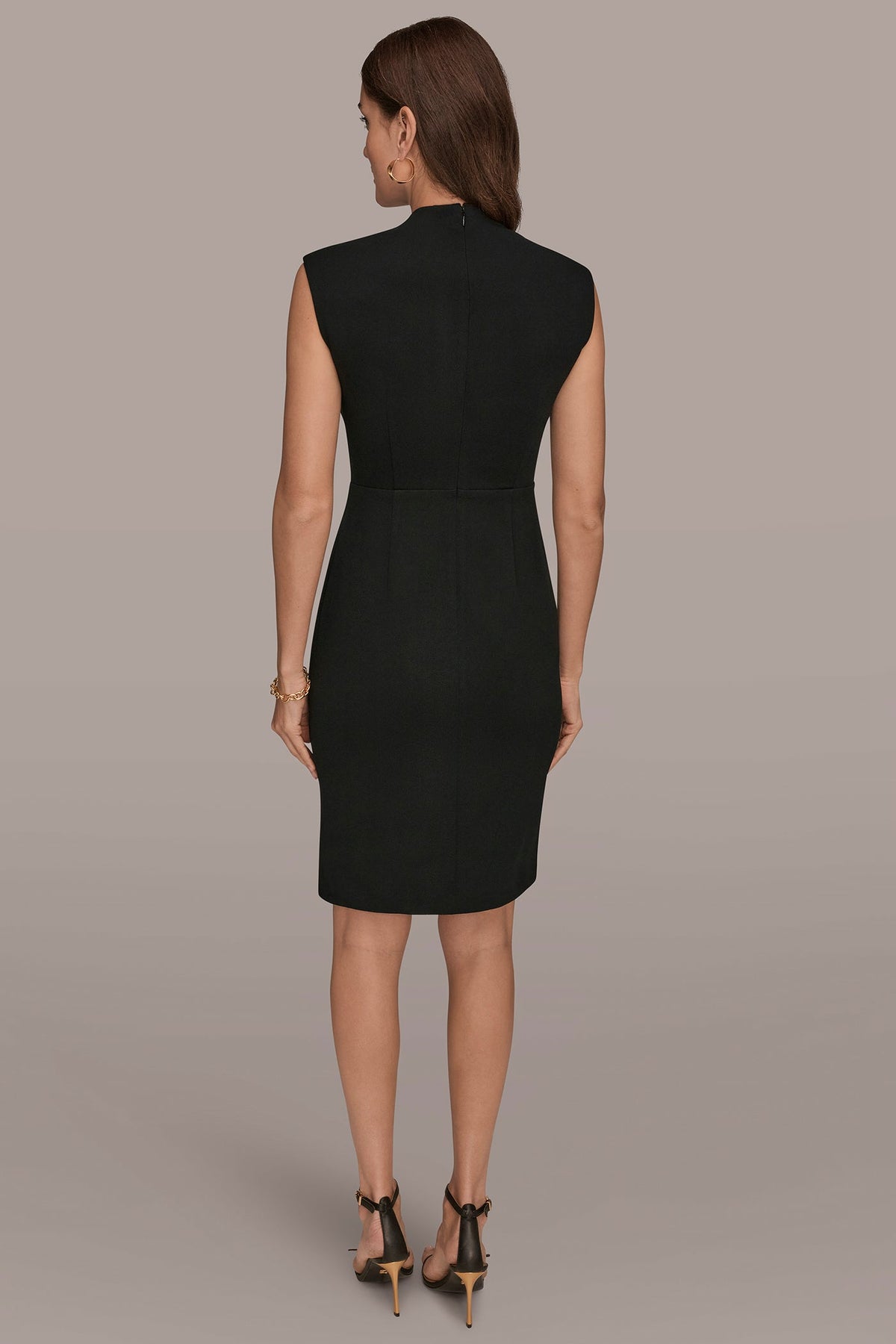 SLEEVELESS WRAP SHEATH DRESS - Black