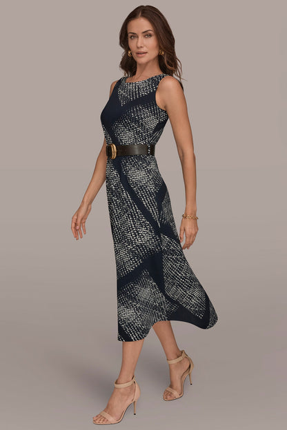 SLEEVELESS PRINTED A-LINE DRESS - Nightfall/Cream