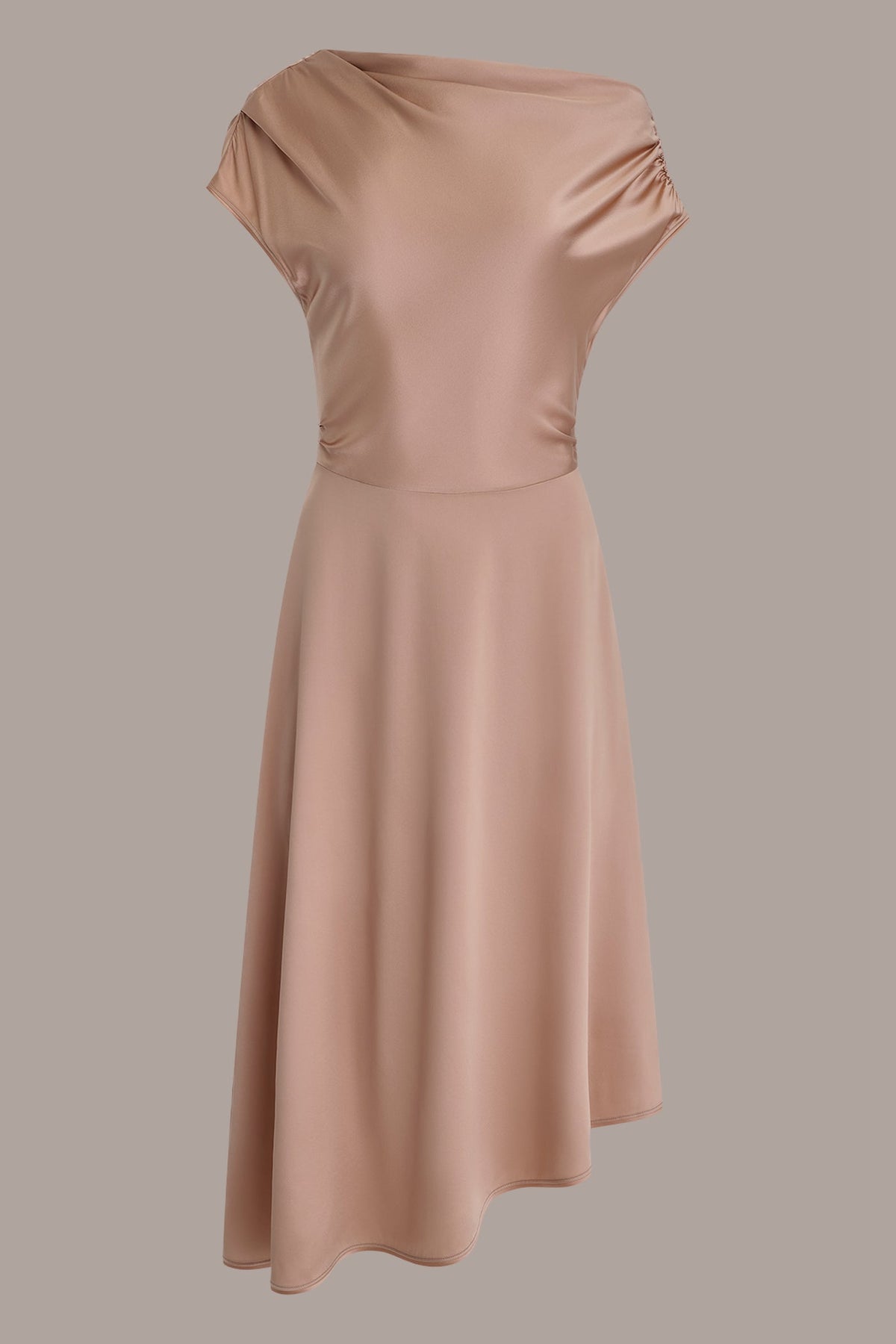 SILK-CHARMEUSE MIDI A-LINE DRESS - Umbria