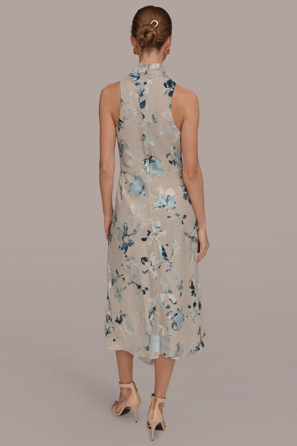 FLORAL BURNOUT MIDI A-LINE DRESS - Sea Mist Multi