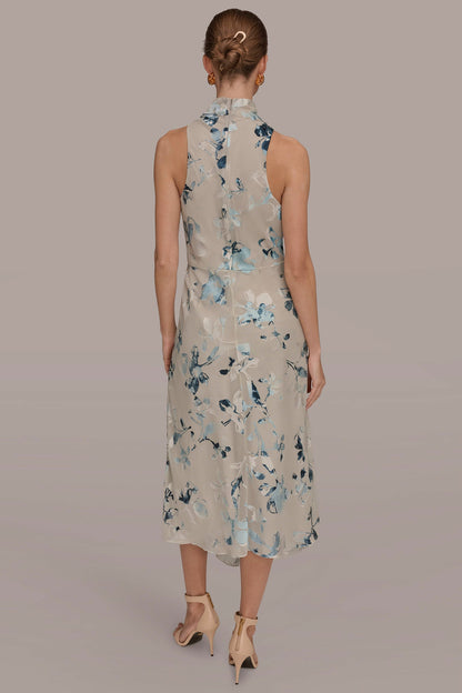 FLORAL BURNOUT MIDI A-LINE DRESS - Sea Mist Multi