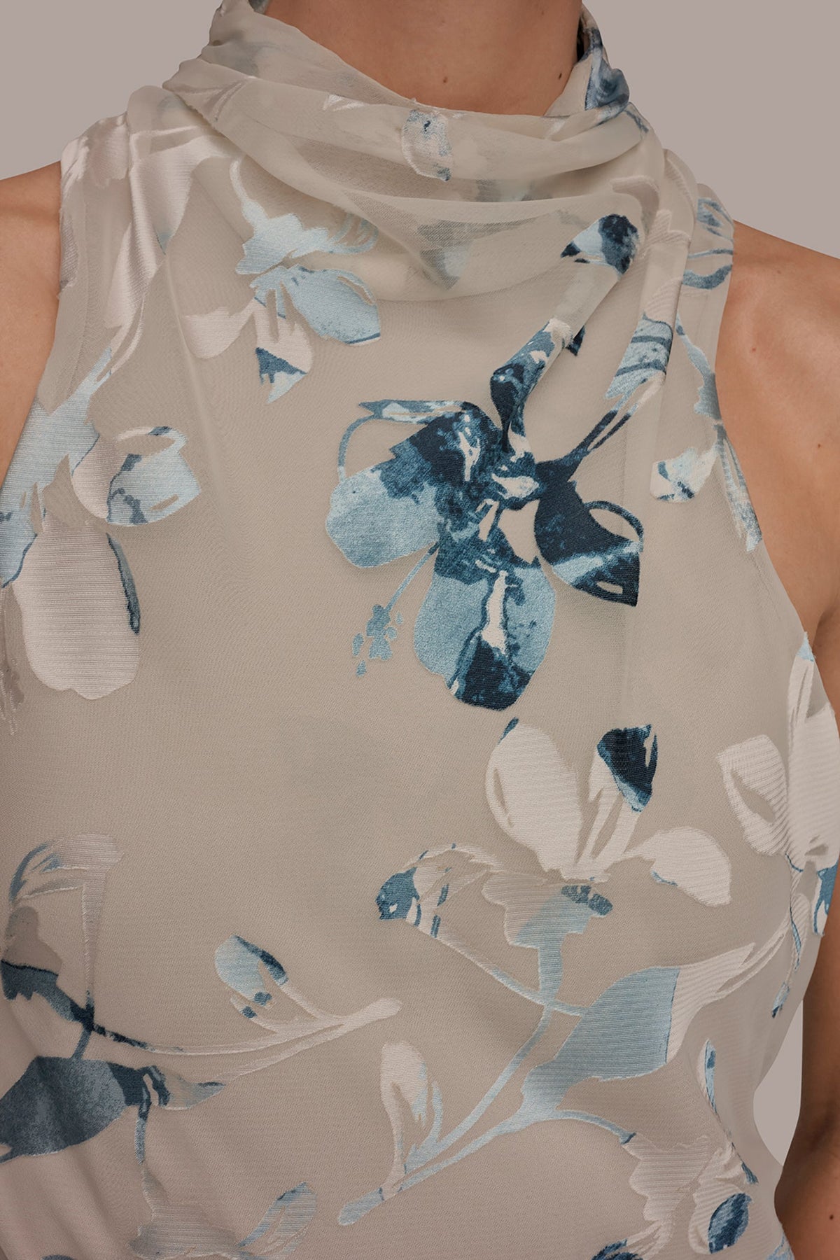 FLORAL BURNOUT MIDI A-LINE DRESS - Sea Mist Multi
