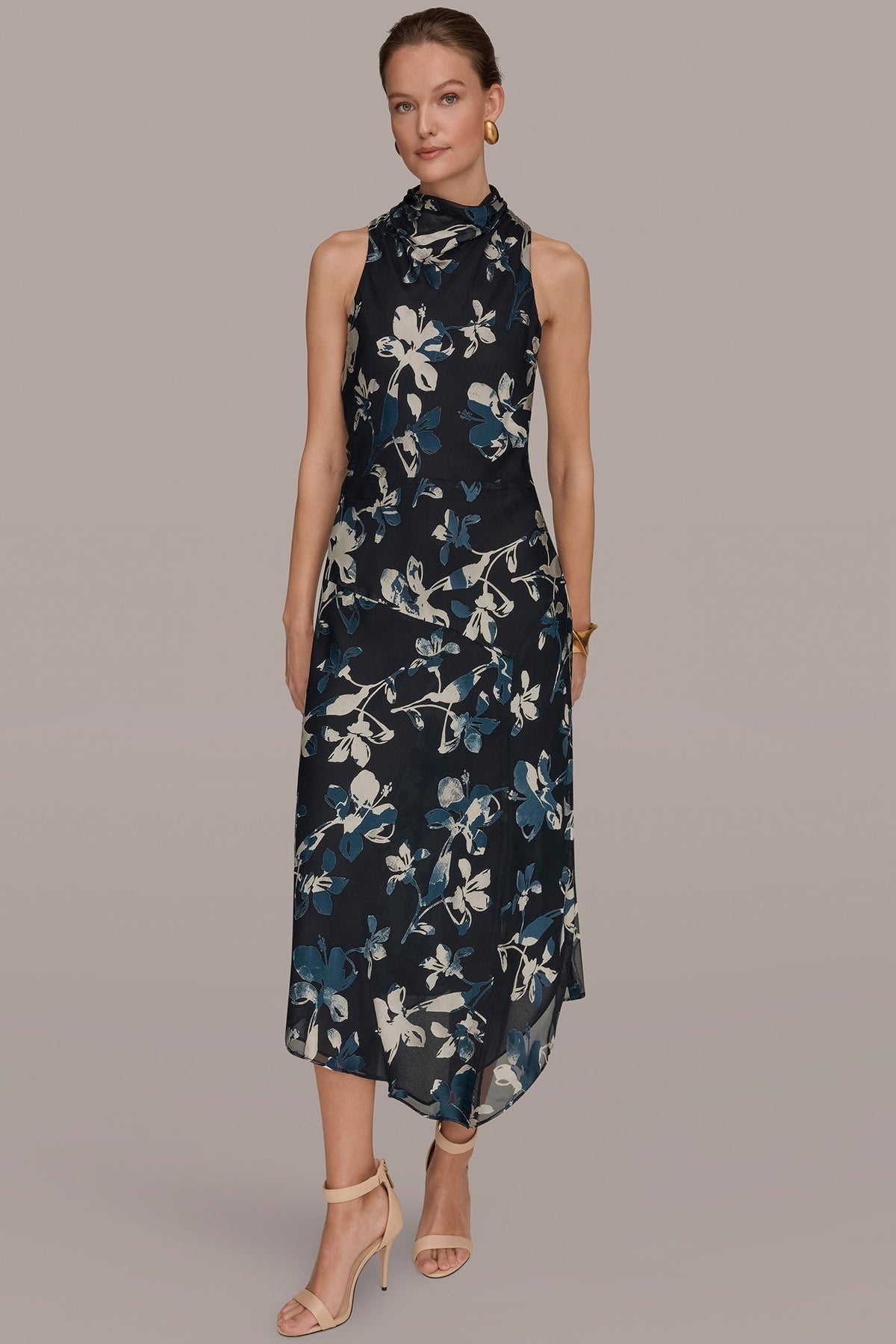 BURNOUT HIGH-NECK DRESS - Nightfall Multi
