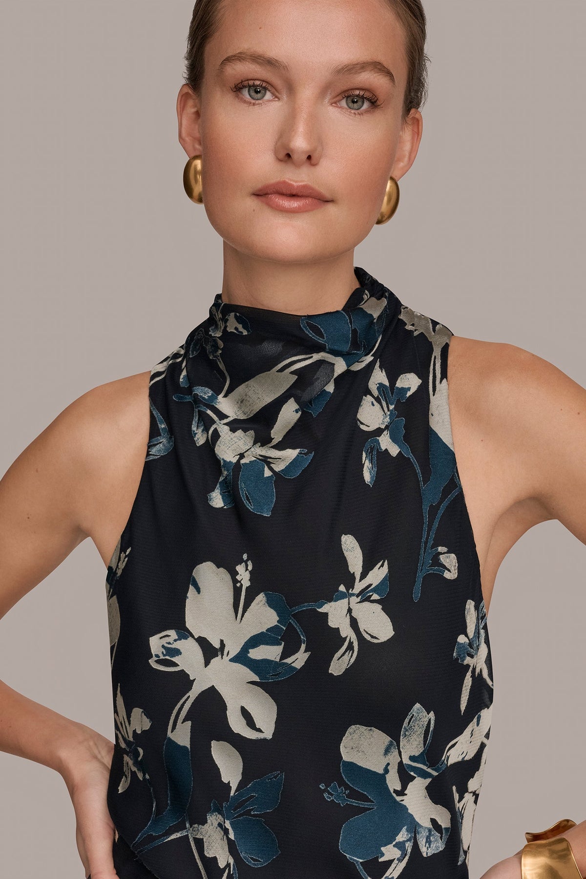 BURNOUT HIGH-NECK DRESS - Nightfall Multi