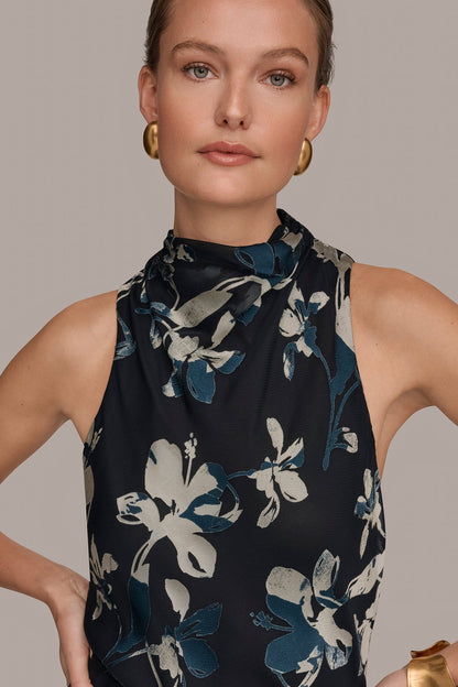 BURNOUT HIGH-NECK DRESS - Nightfall Multi