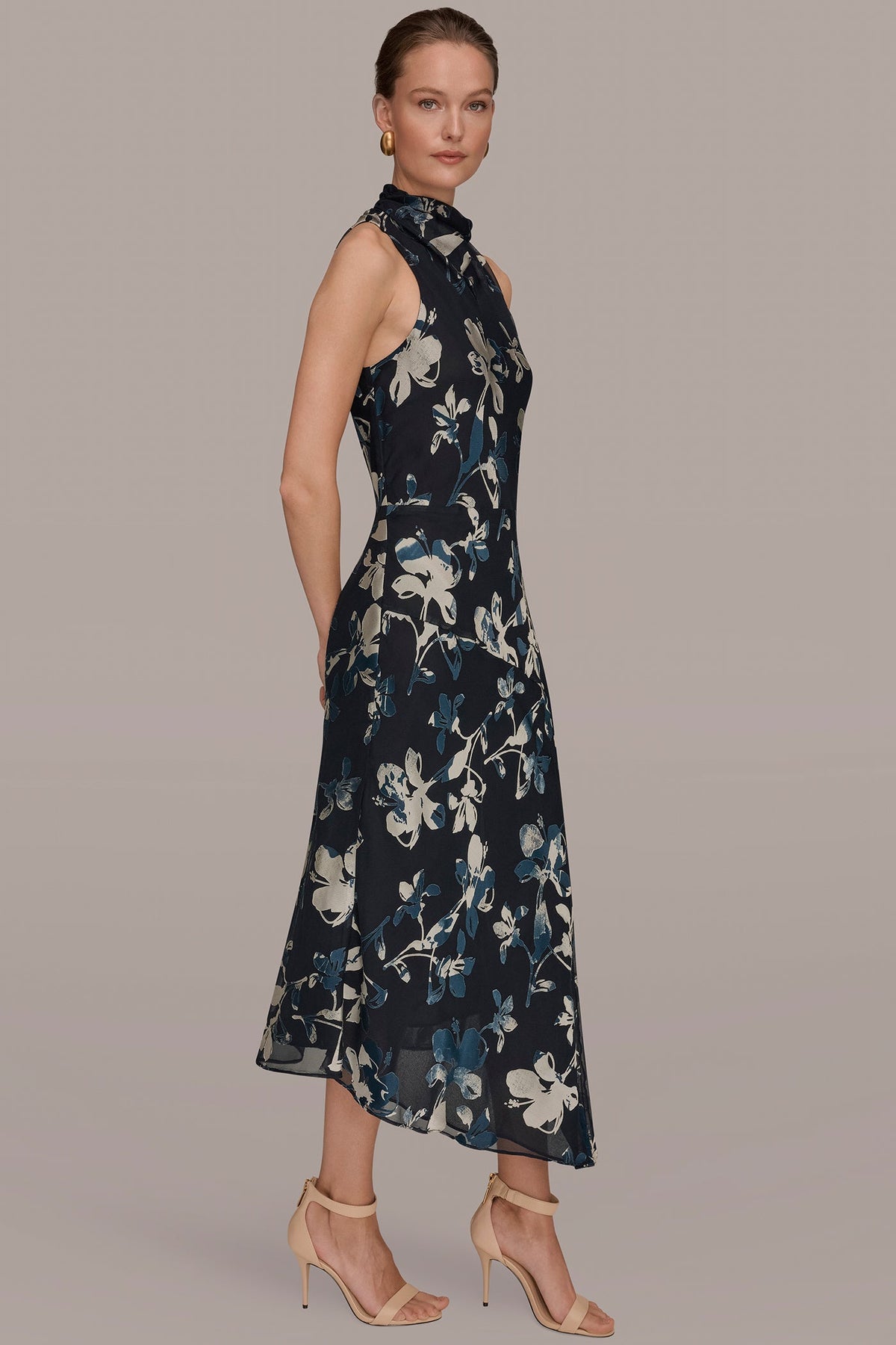 BURNOUT HIGH-NECK DRESS - Nightfall Multi