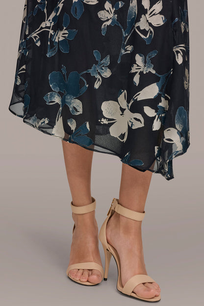 BURNOUT HIGH-NECK DRESS - Nightfall Multi