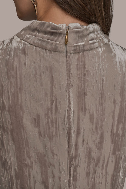 SLEEVELESS COWL-NECK BURNOUT MIDI DRESS - VAPOR