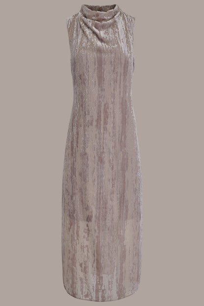 SLEEVELESS COWL-NECK BURNOUT MIDI DRESS - VAPOR