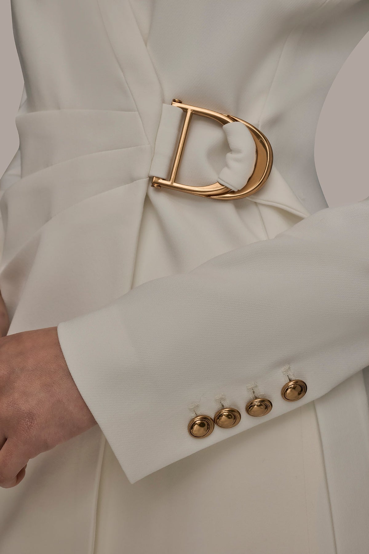 LONG SLEEVE MINI WRAP JACKET DRESS - CREAM