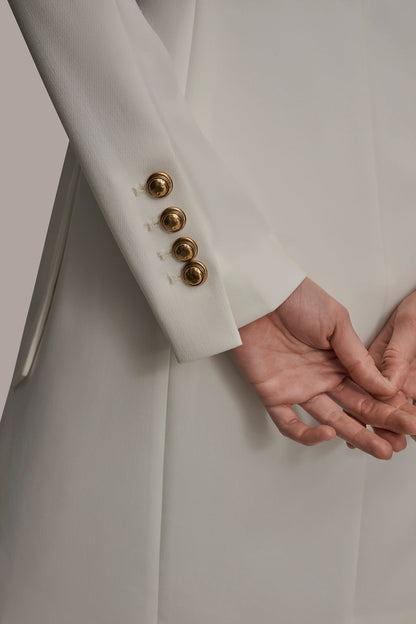 LONG SLEEVE MINI WRAP JACKET DRESS - CREAM