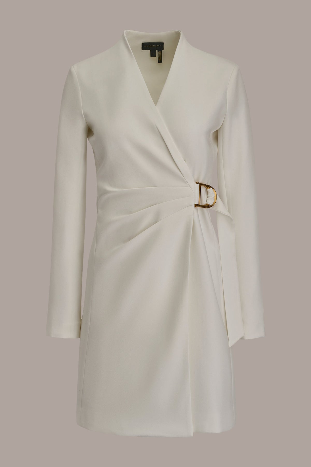 LONG SLEEVE MINI WRAP JACKET DRESS - CREAM