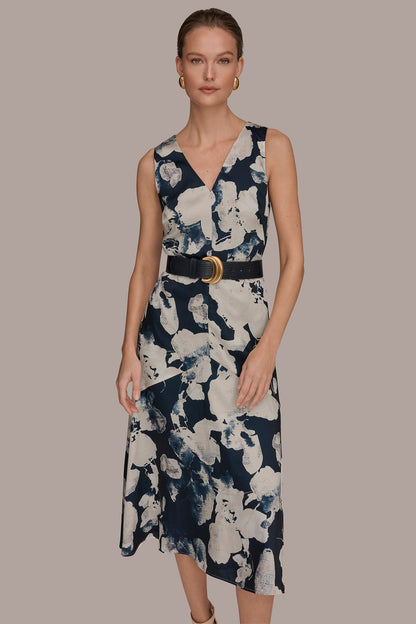 V-NECK FLORAL DRESS - Nightfall Multi