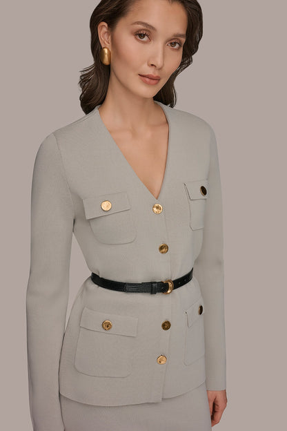 UTILITY SWEATER BLAZER - Tuscan Grey