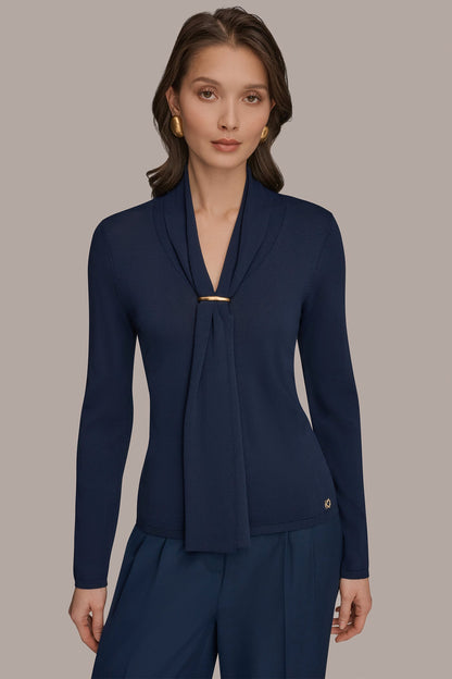 DRAPED SCARF SWEATER - Nightfall