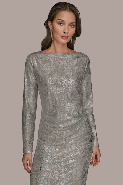 LONG SLEEVE FOIL TOP - vapor/silver