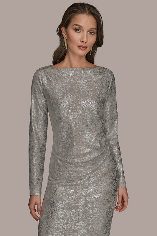 LONG SLEEVE FOIL TOP - vapor/silver