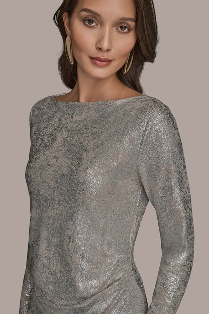 LONG SLEEVE FOIL TOP - vapor/silver
