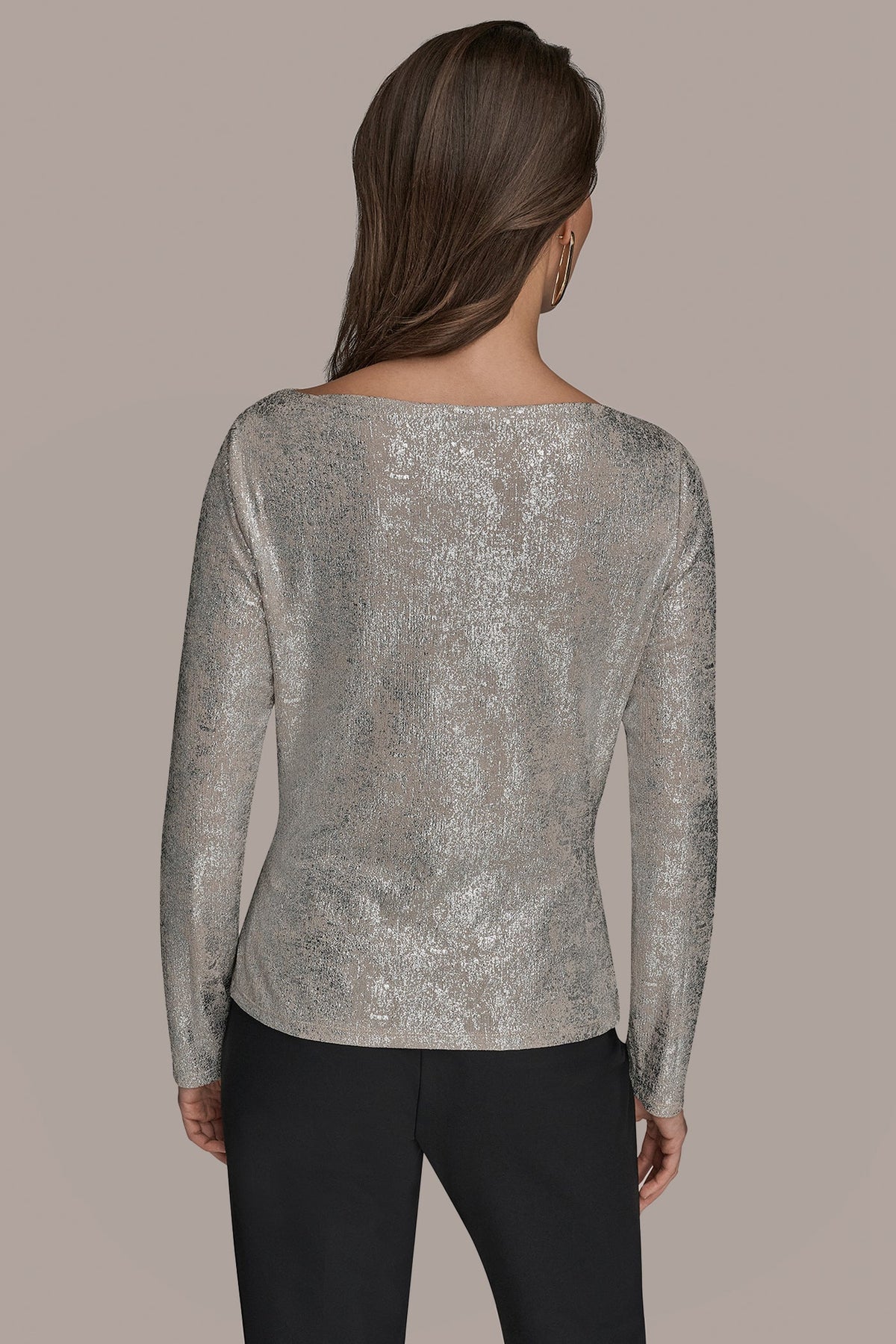 LONG SLEEVE FOIL TOP - vapor/silver